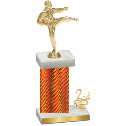 Accented Single Orange Carbon Fiber Second Place Karate Trophy