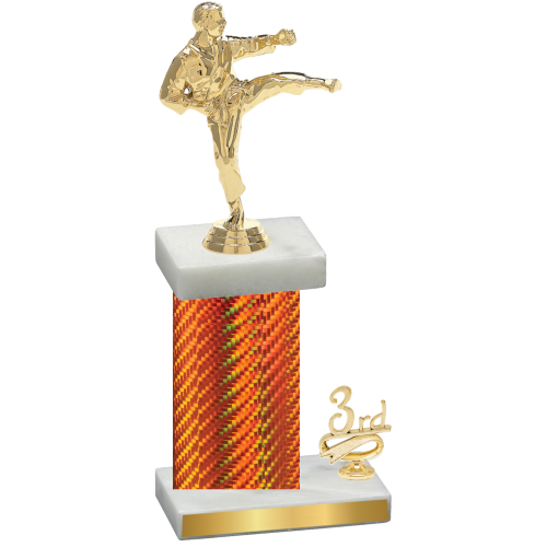 Accented Single Orange Carbon Fiber Third Place Karate Trophy