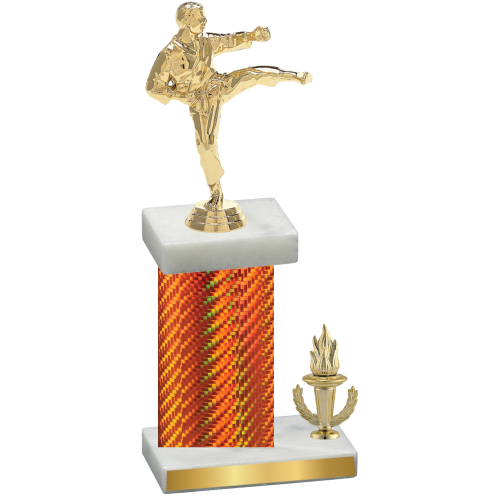 Accented Single Orange Carbon Fiber Victory Karate Trophy