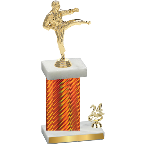 Accented Single Orange Carbon Fiber Year Karate Trophy