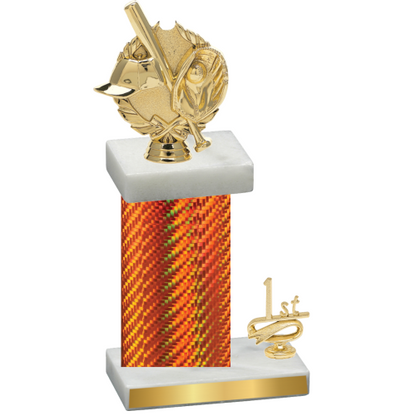 Accented Single Orange Carbon Fiber First Place Baseball Trophy