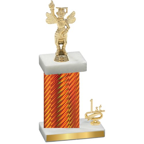 Accented Single Orange Carbon Fiber First Place Academics Trophy