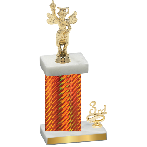 Accented Single Orange Carbon Fiber Third Place Academics Trophy