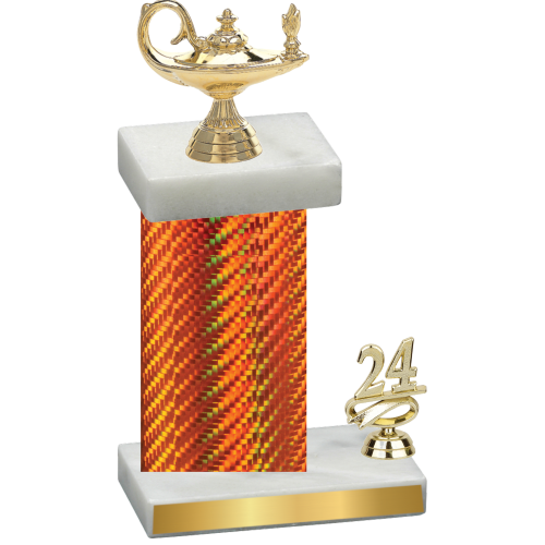 Accented Single Orange Carbon Fiber Year Academics Trophy