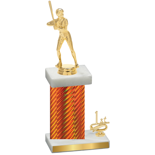 Accented Single Orange Carbon Fiber First Place Softball Trophy