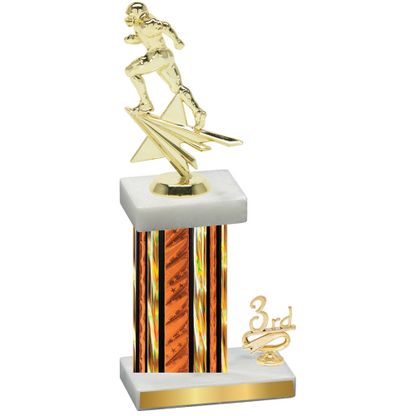 Accented Single Orange Glacier Third Place Football Trophy