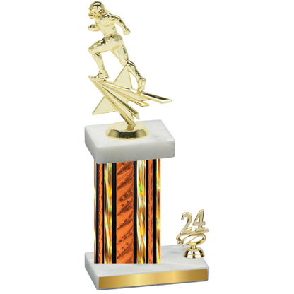 Accented Single Orange Glacier Year Football Trophy