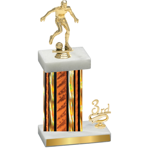 Accented Single Orange Glacier Third Place Soccer Trophy