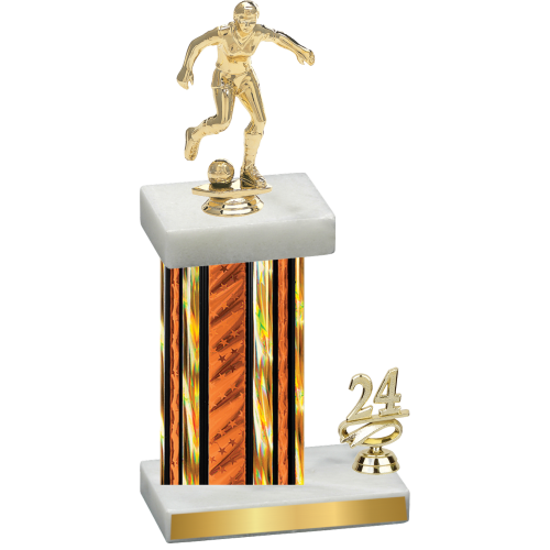 Accented Single Orange Glacier Year Soccer Trophy