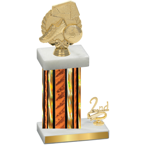 Accented Single Orange Glacier Second Place Soccer Trophy