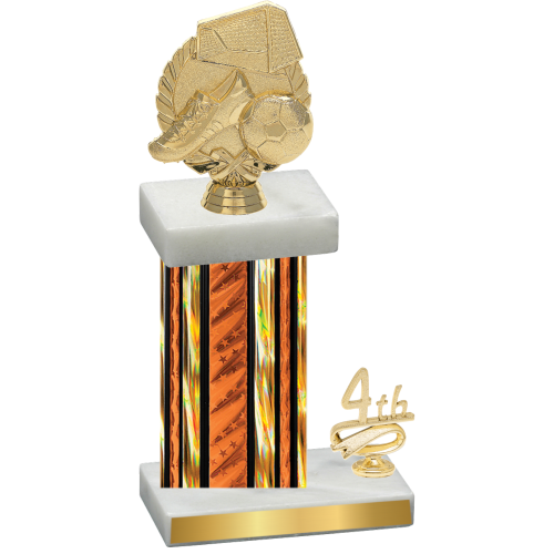 Accented Single Orange Glacier Fourth Place Soccer Trophy