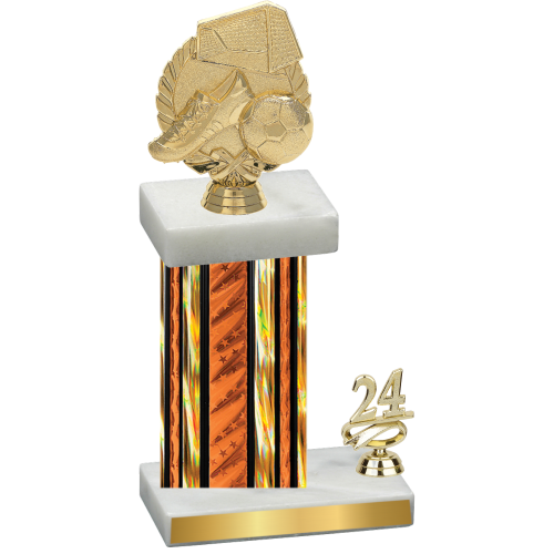 Accented Single Orange Glacier Year Soccer Trophy