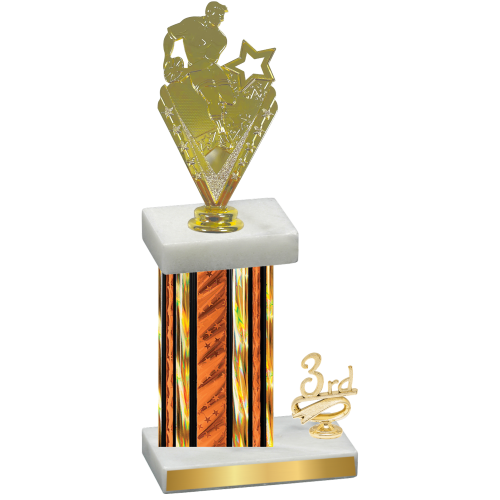Accented Single Orange Glacier Third Place Rugby Trophy