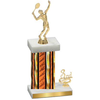Accented Single Orange Glacier Third Place Tennis Trophy