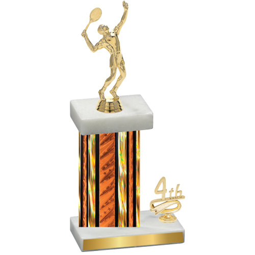 Accented Single Orange Glacier Fourth Place Tennis Trophy