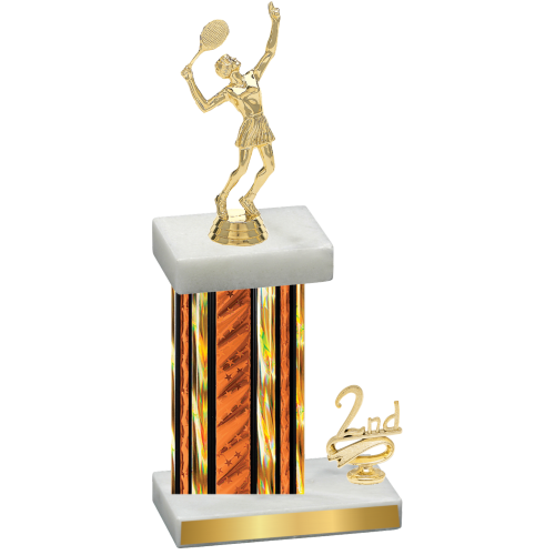 Accented Single Orange Glacier Second Place Tennis Trophy