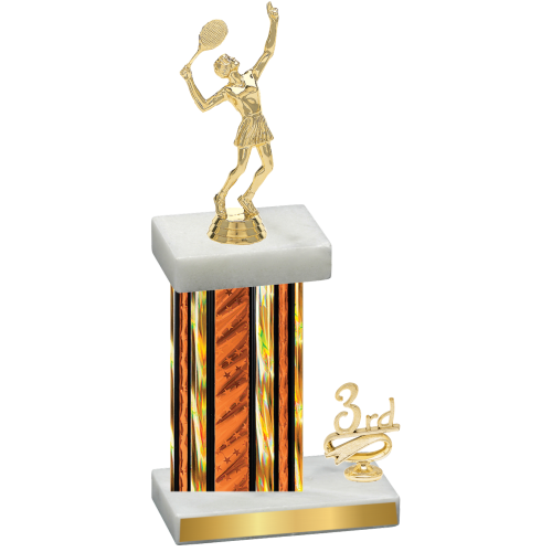 Accented Single Orange Glacier Third Place Tennis Trophy