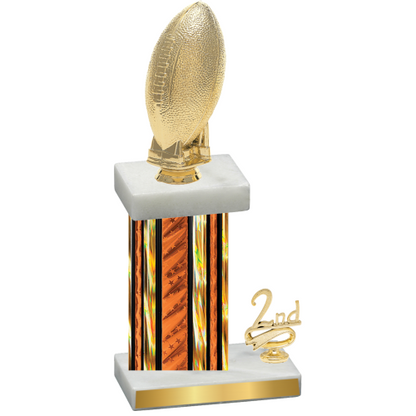 Accented Single Orange Glacier Second Place Football Trophy