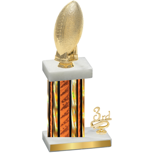 Accented Single Orange Glacier Third Place Football Trophy
