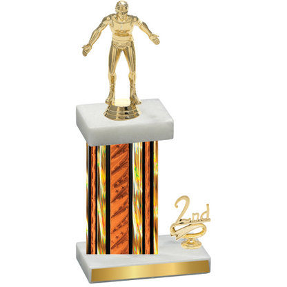 Accented Single Orange Glacier Second Place Wrestling Trophy