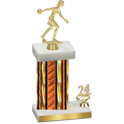 Accented Single Orange Glacier Year Bowling Trophy