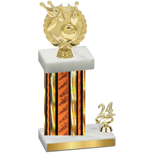 Accented Single Orange Glacier Year Bowling Trophy