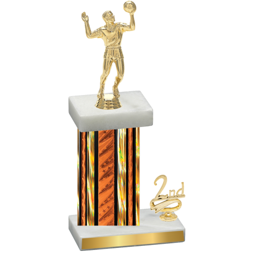 Accented Single Orange Glacier Second Place Volleyball Trophy