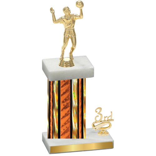 Accented Single Orange Glacier Third Place Volleyball Trophy