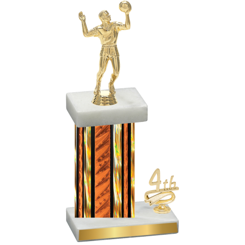 Accented Single Orange Glacier Fourth Place Volleyball Trophy