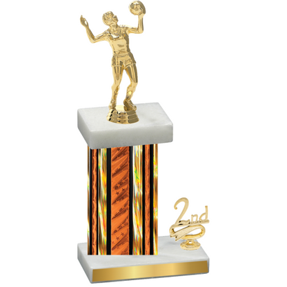Accented Single Orange Glacier Second Place Volleyball Trophy