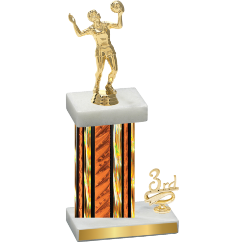 Accented Single Orange Glacier Third Place Volleyball Trophy