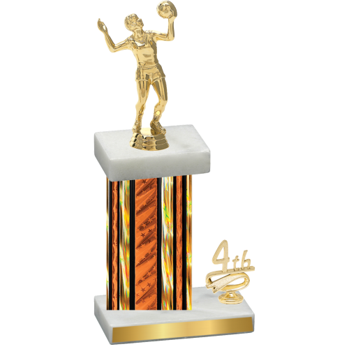 Accented Single Orange Glacier Fourth Place Volleyball Trophy