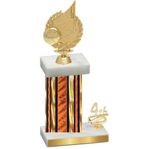 Accented Single Orange Glacier Fourth Place Volleyball Trophy