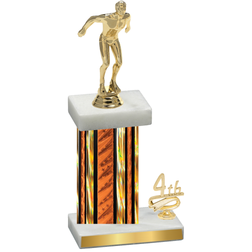 Accented Single Orange Glacier Fourth Place Swimming Trophy