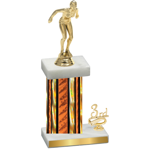 Accented Single Orange Glacier Third Place Tennis Trophy