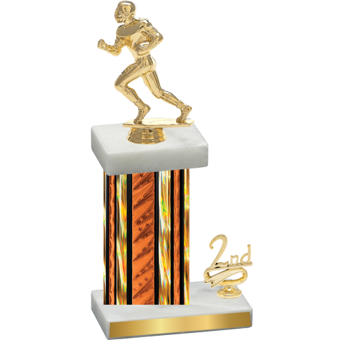 Accented Single Orange Glacier Second Place Football Trophy