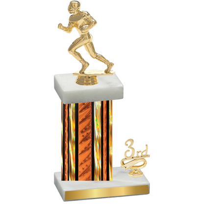 Accented Single Orange Glacier Third Place Football Trophy