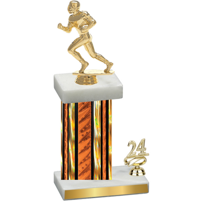 Accented Single Orange Glacier Year Football Trophy