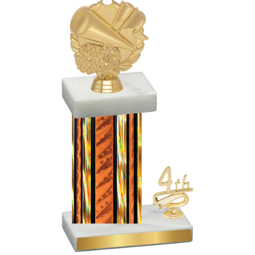 Accented Single Orange Glacier Fourth Place Cheerleading Trophy