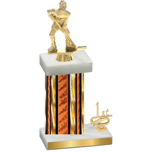 Accented Single Orange Glacier First Place Hockey Trophy