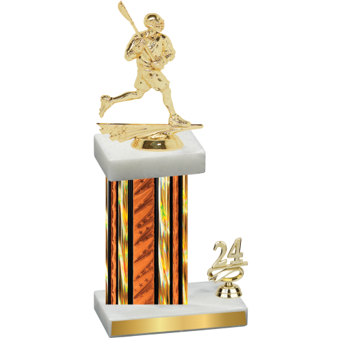 Accented Single Orange Glacier Year Lacrosse Trophy