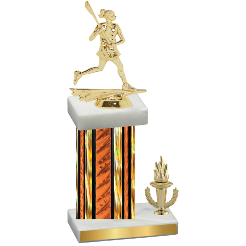 Accented Single Orange Glacier Victory Lacrosse Trophy