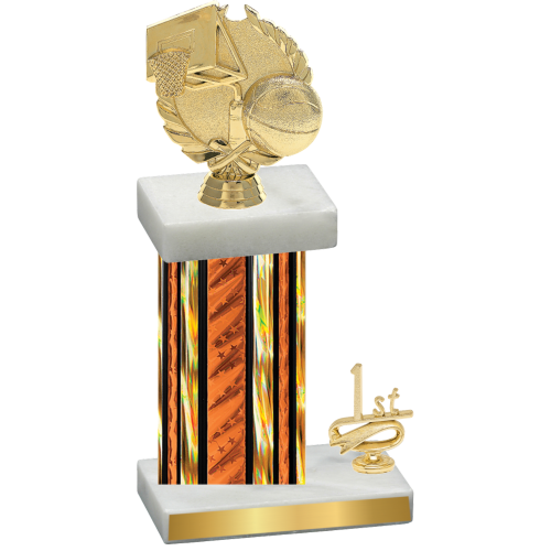 Accented Single Orange Glacier First Place Basketball Trophy