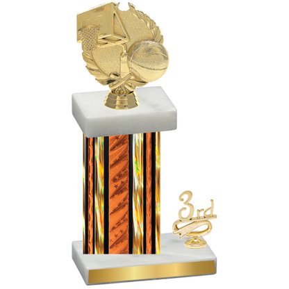 Accented Single Orange Glacier Third Place Basketball Trophy