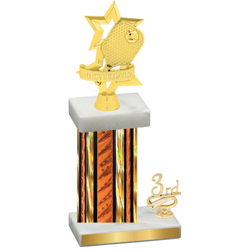 Accented Single Orange Glacier Third Place Pickleball Trophy