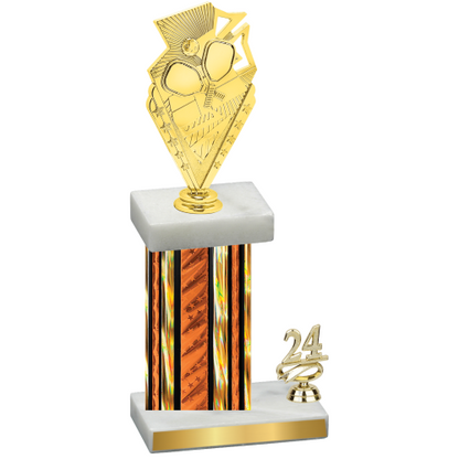 Accented Single Orange Glacier Year Pickleball Trophy