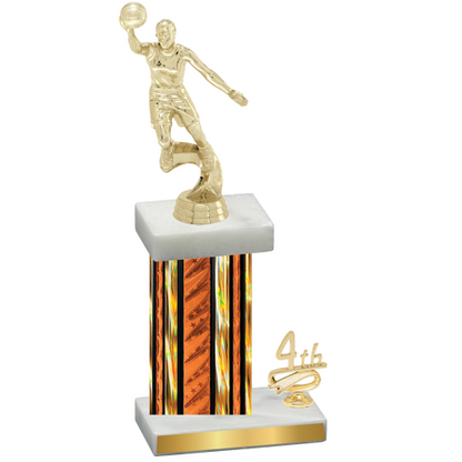 Accented Single Orange Glacier Fourth Place Basketball Trophy