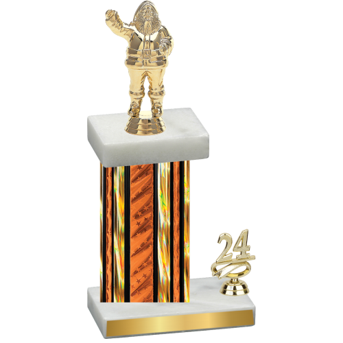 Accented Single Orange Glacier Year Holiday Trophy