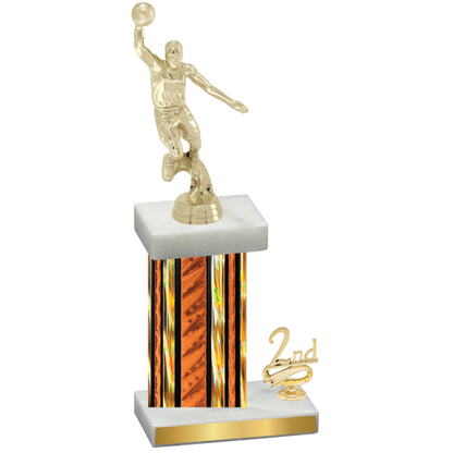 Accented Single Orange Glacier Second Place Basketball Trophy