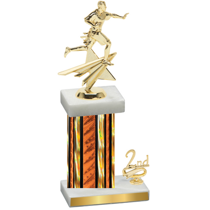 Accented Single Orange Glacier Second Place Flag Football Trophy